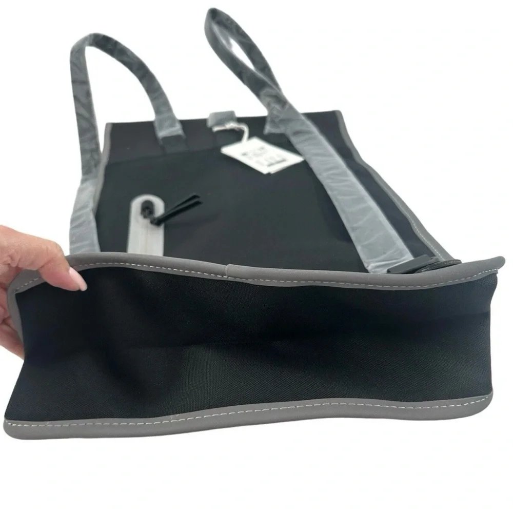 RAINS Sleek Black Reflective Backpack with‎ Gray Accents